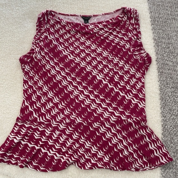 Talbots red stripe short sleeves top blouse tee shirt medium - Picture 3 of 11